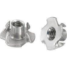 1/4"-20 T-nut 50pcs 304 Stainless Steel 4 Pronged Tee Nuts for Furniture Woodwork Cabinetry Threaded Insertion