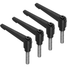 4pcs Clamping Lever Handles, M10 x 35mm 304 Stainless Steel Threaded Male Stud, Adjustable Handles Locking Quick Release Ratchet Push Button Bolt Knob