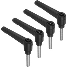 4pcs Clamping Lever Handles, M6 x 25mm 304 Stainless Steel Threaded Male Stud, Adjustable Handles Locking Quick Release Ratchet Push Button Bolt Knobs
