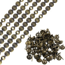 15Pcs Upholstery Tacks Strips, 1Meter Flower Decorative Nail Trims for Sofa Headboard Chair Furniture with Upholstery Nails (11mm Bronze)