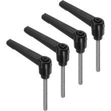4pcs Clamping Lever Handles, M5 x 50mm 304 Stainless Steel Threaded Male Stud, Adjustable Handles Locking Quick Release Ratchet Push Button Bolt Knobs
