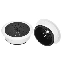 2Pcs Cable Hole Cover, 2-3/8 Inch (60mm) ABS Desk Cable Wire Cord Grommet Hole Cover for Office Computer Desk Wire Organizer, White