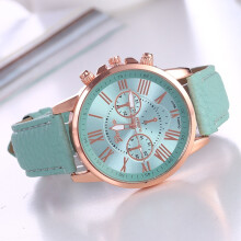 (Lemon green) Ladies Roman Numerals Analogue Watch, Faux Leather Strap Quartz Elegant Casual Dress Wrist Watch Gift for Women