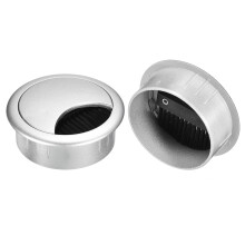 2Pcs Cable Hole Cover, 2-3/8 Inch(60mm) ABS Desk Cable Wire Cord Grommet Hole Cover for Office Computer Desk Wire Organizer, Silver