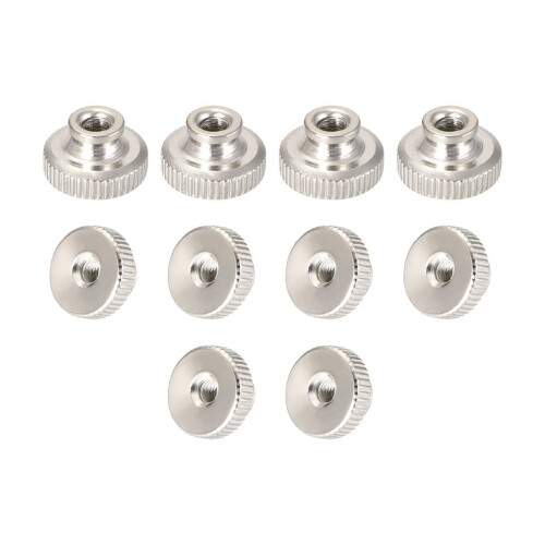 Knurled Thumb Nuts, 10Pcs M3x0.5mm Iron Round Knobs Fasteners for 3D Printer Parts, Silver Tone