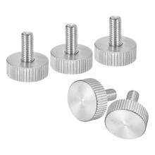 M5x10mm Knurled Thumb Screws, 5pcs 304 Stainless Steel Flat Knurled Head Fully Threaded Thumb Screws Bolts Grip Knobs Fasteners