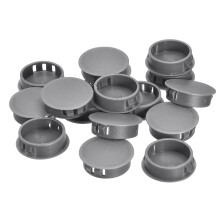 32mm/1.26" Plastic Hole Plugs, 16Pcs Flush Type Panel Round Snap in Fastener Knockout Locking Plugs for Furniture Insert End Caps Panels, Grey