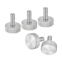 M5x12mm Knurled Thumb Screws, 5pcs 304 Stainless Steel Flat Knurled Head Fully Threaded Thumb Screws Bolts Grip Knobs Fasteners