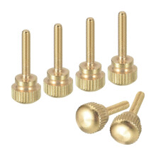 M3x16mm Knurled Thumb Screws, 6pcs Brass Knurled Thumb Screws Bolts with Shoulder Grip Knobs Fasteners, Brass Tone