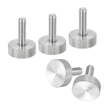 M6x20mm Knurled Thumb Screws, 5pcs 304 Stainless Steel Flat Knurled Head Fully Threaded Thumb Screws Bolts Grip Knobs Fasteners