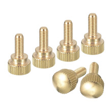 M4x10mm Knurled Thumb Screws, 6pcs Brass Knurled Thumb Screws Bolts with Shoulder Grip Knobs Fasteners, Brass Tone