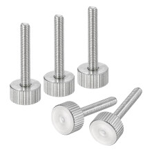 M4x25mm Knurled Thumb Screws, 5pcs 304 Stainless Steel Flat Knurled Head Fully Threaded Thumb Screws Bolts Grip Knobs Fasteners