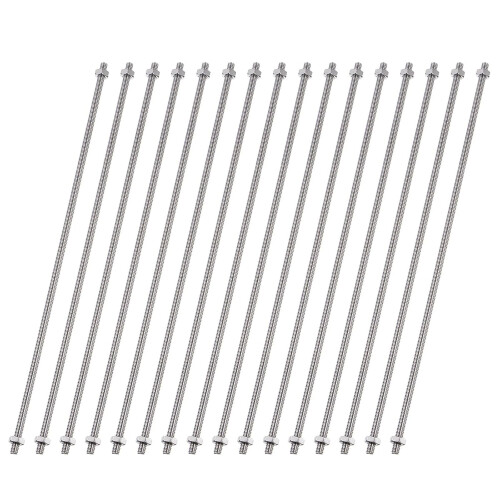 16 Pack 8/32 Inch M4 Threaded Rods Studs with Hex Nuts, 16 Pcs M4 Stainless Steel Fully Threads Studs Rods, 32 Pcs Fully Threaded Hex Nuts for DIY Bea
