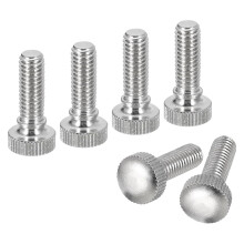 M6x16mm Knurled Thumb Screws, 6pcs Brass Knurled Thumb Screws Bolts with Shoulder Grip Knobs Fasteners, Silver Tone