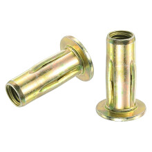 5/16-18 Multi-Grip Rivet Nuts, 30pcs Pre-Bulbed Shank Flat Head Threaded Insert Nut Gold Zinc Plated Finish Carbon Steel Plus Nuts
