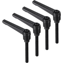 4pcs Clamping Lever Handles, M6 x 50mm Black Oxide Carbon Steel Threaded Male Stud, Adjustable Handles Locking Quick Release Ratchet Push Button Bolt