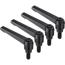 4pcs Clamping Lever Handles, M8 x 15mm Black Oxide Carbon Steel Threaded Male Stud, Adjustable Handles Locking Quick Release Ratchet Push Button Bolt