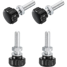4 Sets Knurled Knobs Thumb Screws with Nuts Washers, Metric M6 x 25mm Male Thread 18mm Plastic Head, Zinc Plated Carbon Steel Stud Hand Knobs Clamping