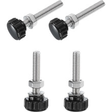 4 Sets Knurled Knobs Thumb Screws with Nuts Washers, Metric M6 x 40mm Male Thread 18mm Plastic Head, 304 Stainless Steel Stud Hand Knobs Clamping Thum