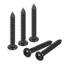 4mm x 30mm Phillips Pan Head Self-Tapping Screw, 100pcs - 304 Stainless Steel Round Head Wood Screw Full Thread (Black)