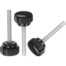20pcs M6 x 45mm Male Thread Knurled Knobs, Thumb Screws Clamping Knobs Grip 25mm Plastic Round Head Hand Knobs Thumbscrews, Black