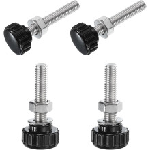 4 Sets Knurled Knobs Thumb Screws with Nuts Washers, Metric M6 x 35mm Male Thread 18mm Plastic Head, 304 Stainless Steel Stud Hand Knobs Clamping Thum
