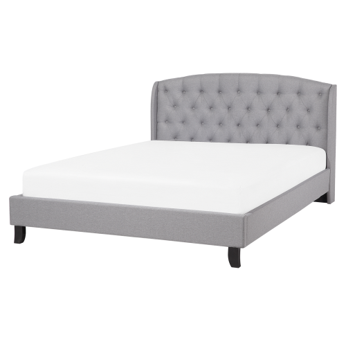 Beliani Bed Fabric BORDEAUX 160 x 200 cm (EU King Size) Light Grey