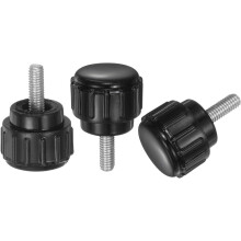 20pcs M3 x 8mm Male Thread Knurled Knobs, Thumb Screws Clamping Knobs Grip 14mm Plastic Round Head Hand Knobs Thumbscrews, Black