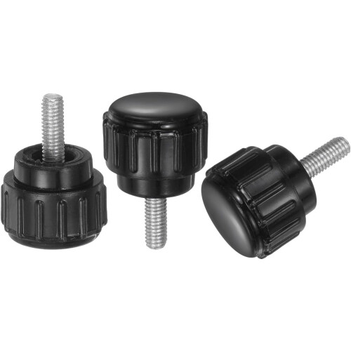 20pcs M3 x 8mm Male Thread Knurled Knobs, Thumb Screws Clamping Knobs Grip 14mm Plastic Round Head Hand Knobs Thumbscrews, Black