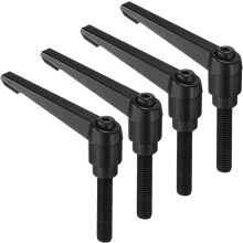 4pcs Clamping Lever Handles, M10 x 50mm Black Oxide Carbon Steel Threaded Male Stud, Adjustable Handles Locking Quick Release Ratchet Push Button Bolt