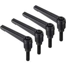 4pcs Clamping Lever Handles, M6 x 20mm Black Oxide Carbon Steel Threaded Male Stud, Adjustable Handles Locking Quick Release Ratchet Push Button Bolt