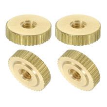 Knurled Thumb Nuts, 4Pcs M4 x D12mm x H3.5mm Brass Flat Head Through Hole with Collar Flat Head Through Hole Round Knobs Fasteners for 3D Printer Part