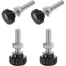 4 Sets Knurled Knobs Thumb Screws with Nuts Washers, Metric M6 x 30mm Male Thread 18mm Plastic Head, 304 Stainless Steel Stud Hand Knobs Clamping Thum