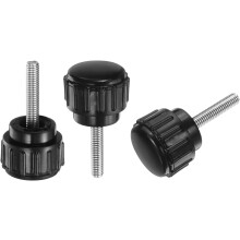 20pcs M3 x 14mm Male Thread Knurled Knobs, Thumb Screws Clamping Knobs Grip 14mm Plastic Round Head Hand Thumbscrews, Black