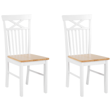 Set of 2 Dining Chairs HOUSTON Wood White