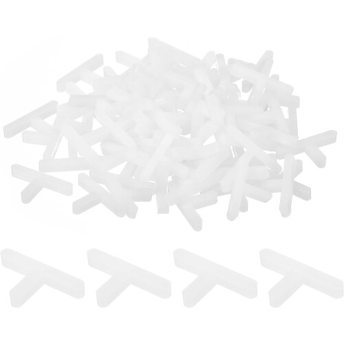 200Pcs Wall Floor Tile Plastic T Shape Spacers Tiling Tools 1.5mm 1/16" Tile Spacers for Ceramic Tile Installation, White