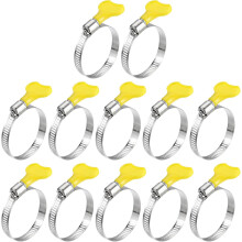 Worm Gear Hose Clamp, 12pcs 1 1/4" - 1 3/4" Key Type Adjustable Stainless Steel Hose Clamps with Plastic Handle for Securing Hose