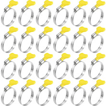 Worm Gear Hose Clamp, 24pcs 1 1/4" - 1 3/4" Key Type Adjustable Stainless Steel Hose Clamps with Plastic Handle for Securing Hose