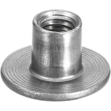 M6 T-Nuts, 12pcs Carbon Steel Tee Nuts, Round Base Weld Nuts 10mm Height Through Hole Flange Insert Female Thread Plate Nuts