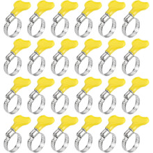 Worm Gear Hose Clamp, 24pcs 3/4" - 1 1/8" Key Type Adjustable Stainless Steel Hose Clamps with Plastic Handle for Securing Hose
