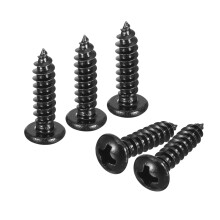 #8 x 5/8" Phillips Pan Head Self-Tapping Screw, 100pcs - 304 Stainless Steel Round Head Wood Screw Full Thread (Black)
