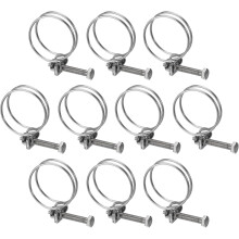 10Pcs Double Wire Hose Clamp, 40-45mm Adjustable Stainless Steel Wire Hose Clips with M6 Bolt for Dust Collection Hose, Pump Hose Pipe