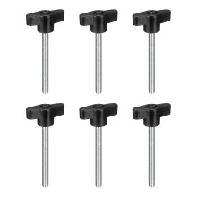 6Pcs Clamping Screw Knob, M6 x 60mm Metric Carbon Steel t Shaped Thumb Screws Handle for Quick Remove Hand Tightening Knob Replacement