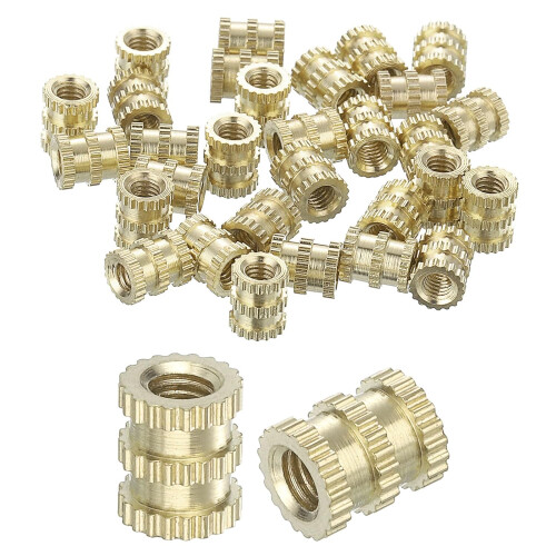 Knurled Insert Nuts, 50Pcs M3 x 6mm(L) x 5mm(OD) Thread Printing Brass Nuts Female Threaded Inserts Brass Heat Set Insert Embedment Nuts