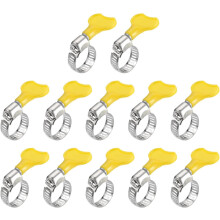 Worm Gear Hose Clamp, 12pcs 1/2" - 3/4" Key Type Adjustable Stainless Steel Hose Clamps with Plastic Handle for Securing Hose