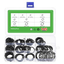 145 Pcs External Retaining Rings, 10 Sizes(M15, M16, M17, M18, M19, M20, M22, M24, M26, M28) 65Mn Carbon Steel Circlip Snap Rings Assortment Kits for