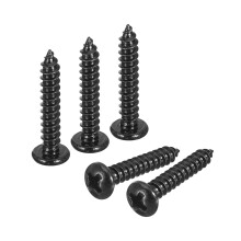 #6 x 3/4" Phillips Pan Head Self-Tapping Screw, 50pcs - 304 Stainless Steel Round Head Wood Screw Full Thread (Black)