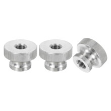 Knurled Thumb Nuts, 3Pcs M10 x D30mm x H20mm Stainless Steel Round Knobs Fasteners Through Hole Hand Screw Nut Silver for 3D Printer Parts, Machine To