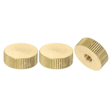 Knurled Thumb Nuts, 3Pcs M6 x D20mm x H7mm Brass Flat Head Blind Hole with Collar Flat Head Blind Hole Round Knobs Fasteners for 3D Printer Parts, Mac