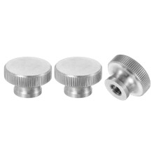 Knurled Thumb Nuts, 3Pcs M6 x D20mm x H12mm Stainless Steel Round Knobs Fasteners Blind Hole Hand Screw Nut Silver for 3D Printer Parts, Machine Tools